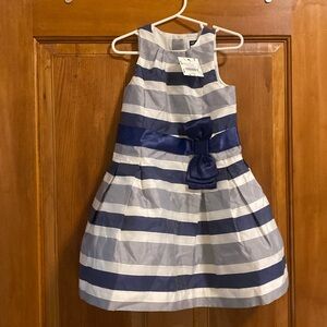 NWT Janie and Jack blue and white striped dress with bow size 3T